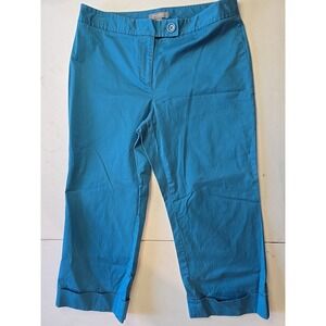 Ann Taylor Petite Pants Womens 8P Teal Marisa Kick Crop Stretch Ankle Work Dress